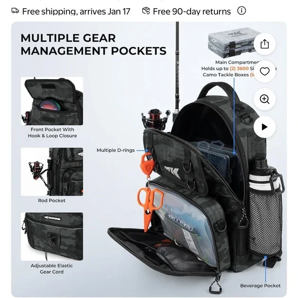 Black and Orange Camo Backpack - Picture 6 of 7